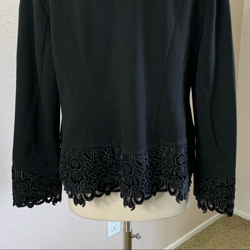 Chico’s NWT Lace Hem Ponte Black Jacket